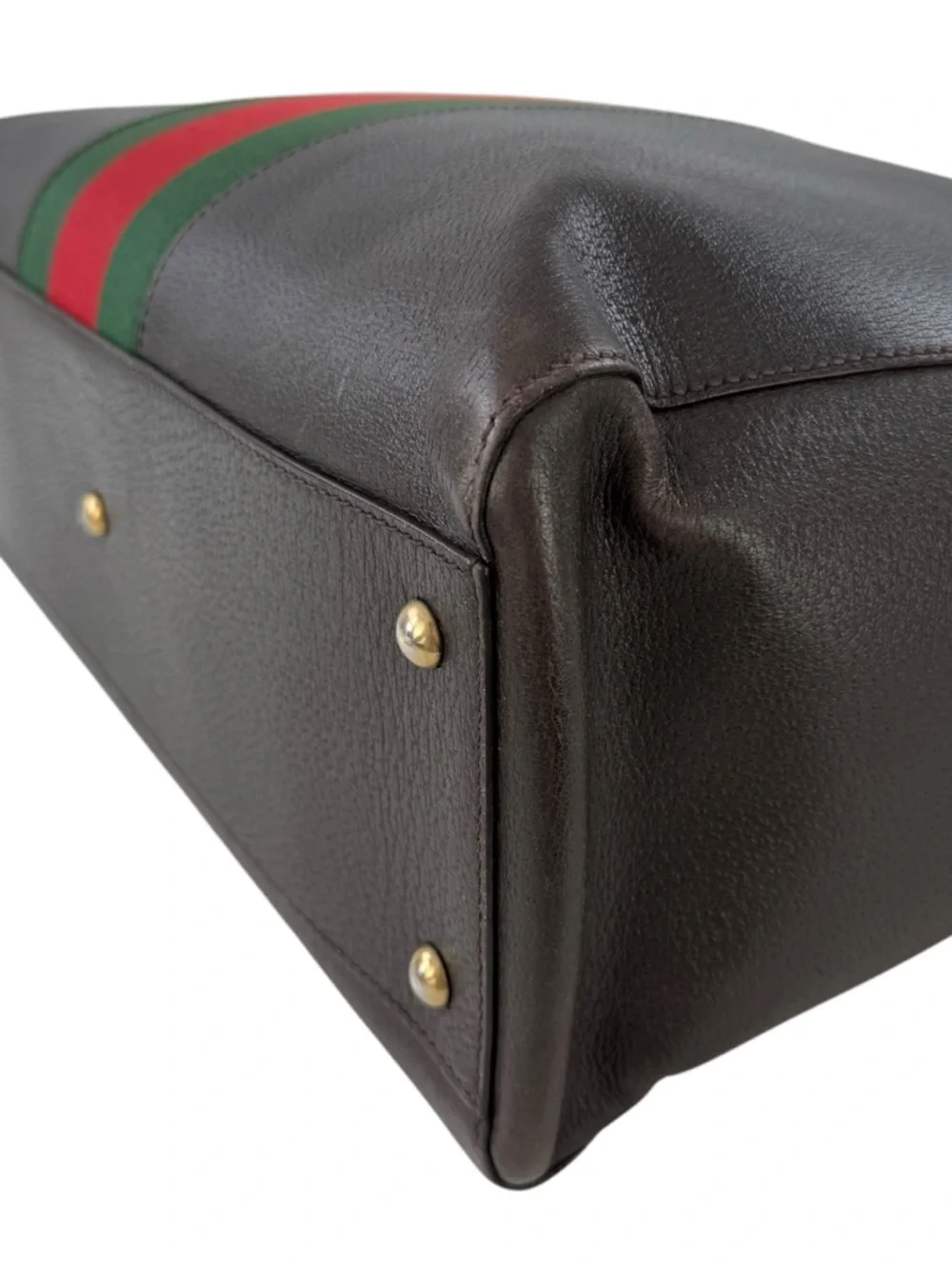 Gucci Calfskin Leather Medium Web Stripe Satchel Bag - Picture 13 of 13